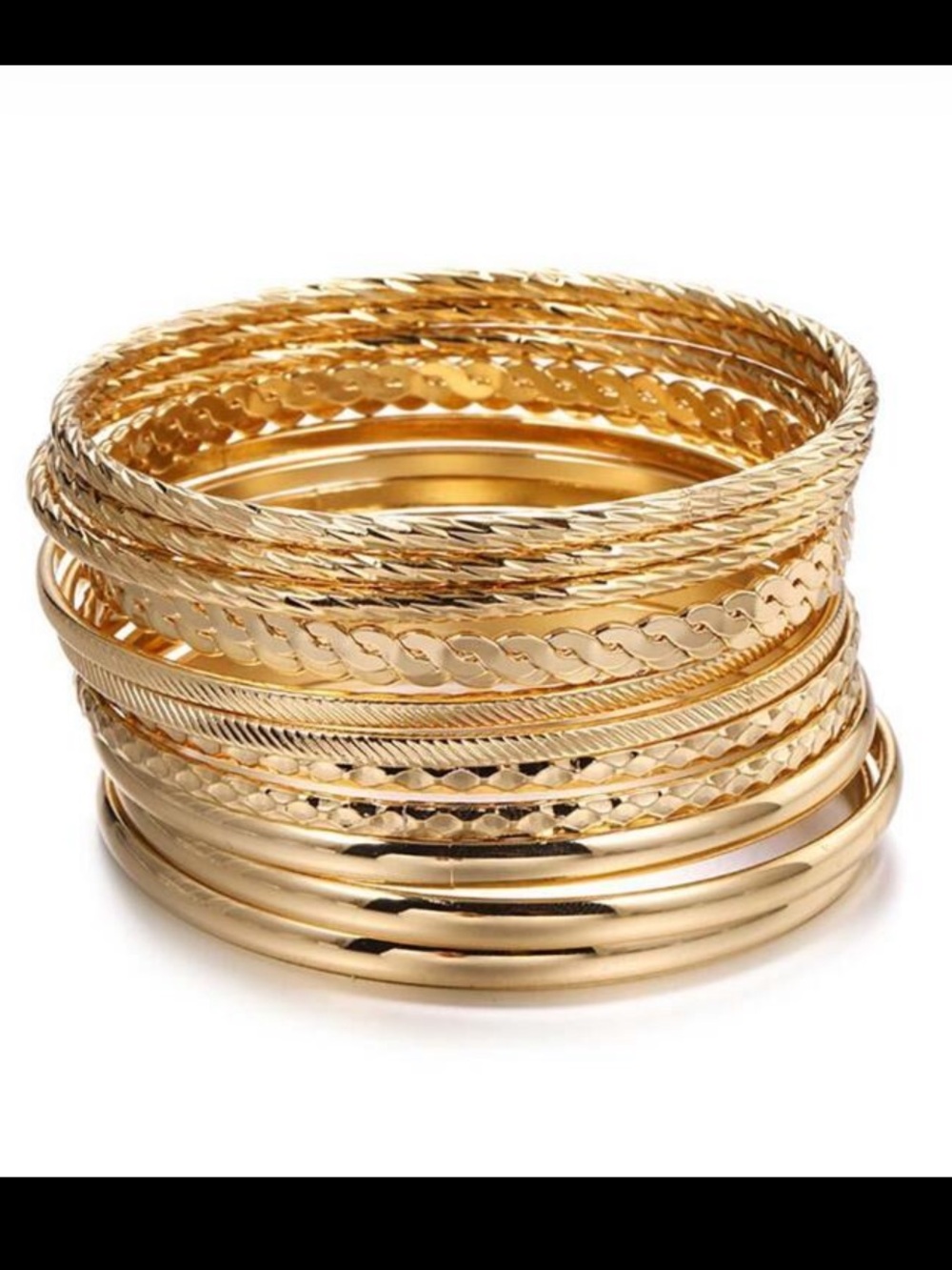Yellow Gold Multi-Style Bangle Bracelet Stack